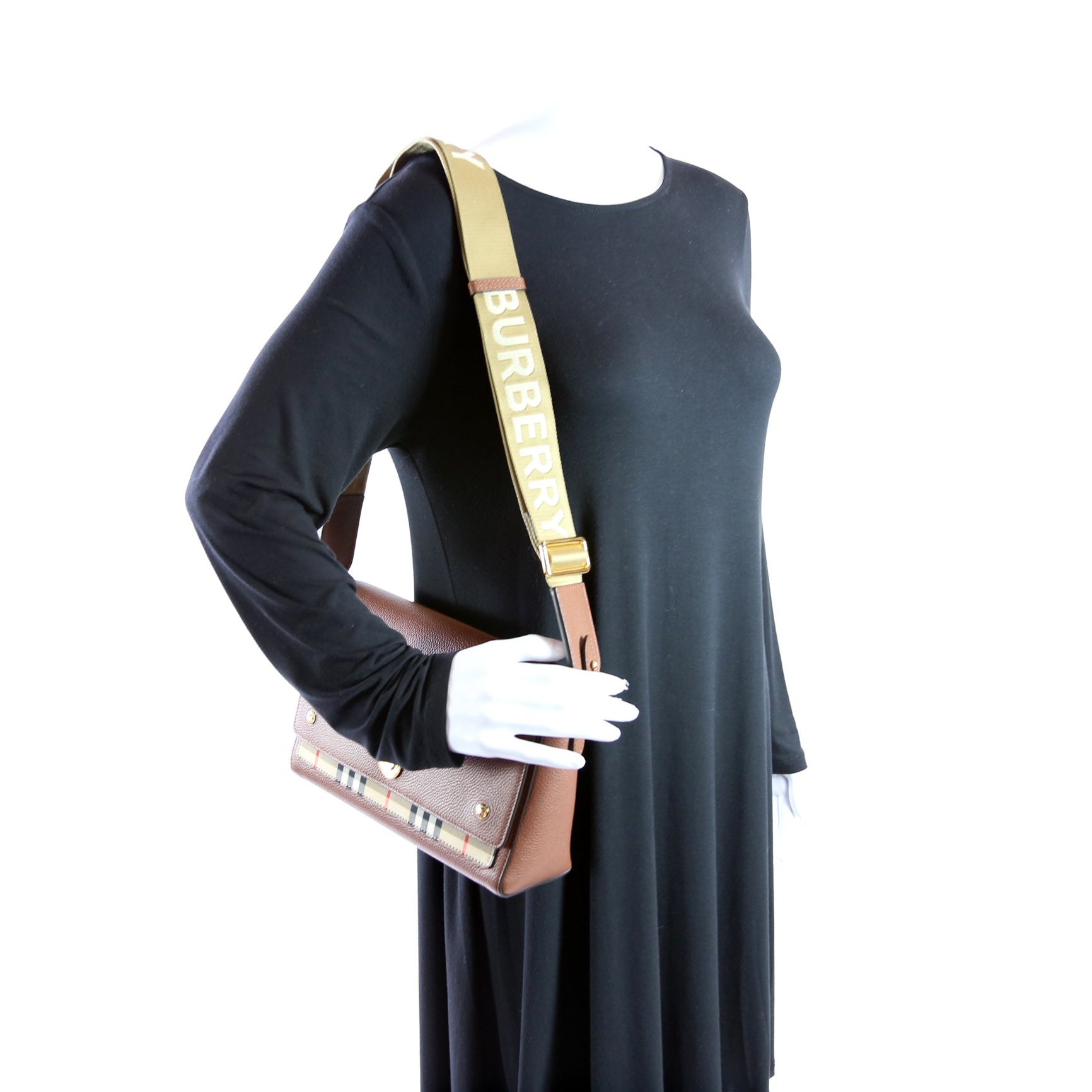 Note Crossbody Vintage Check Medium Brown