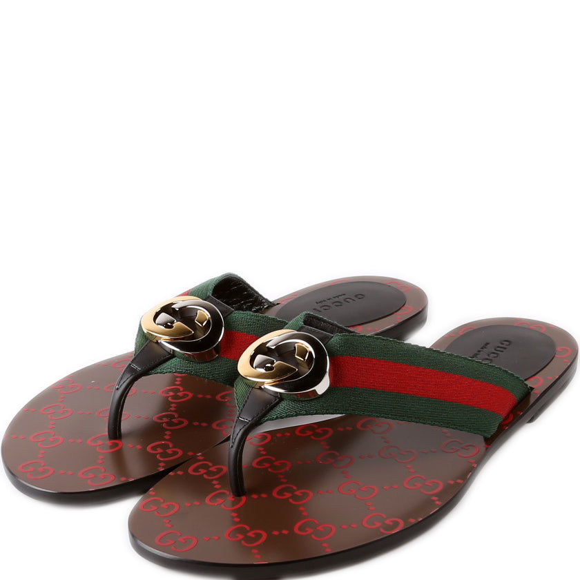 Kika GG Web Sandals Size 38 Red/Green