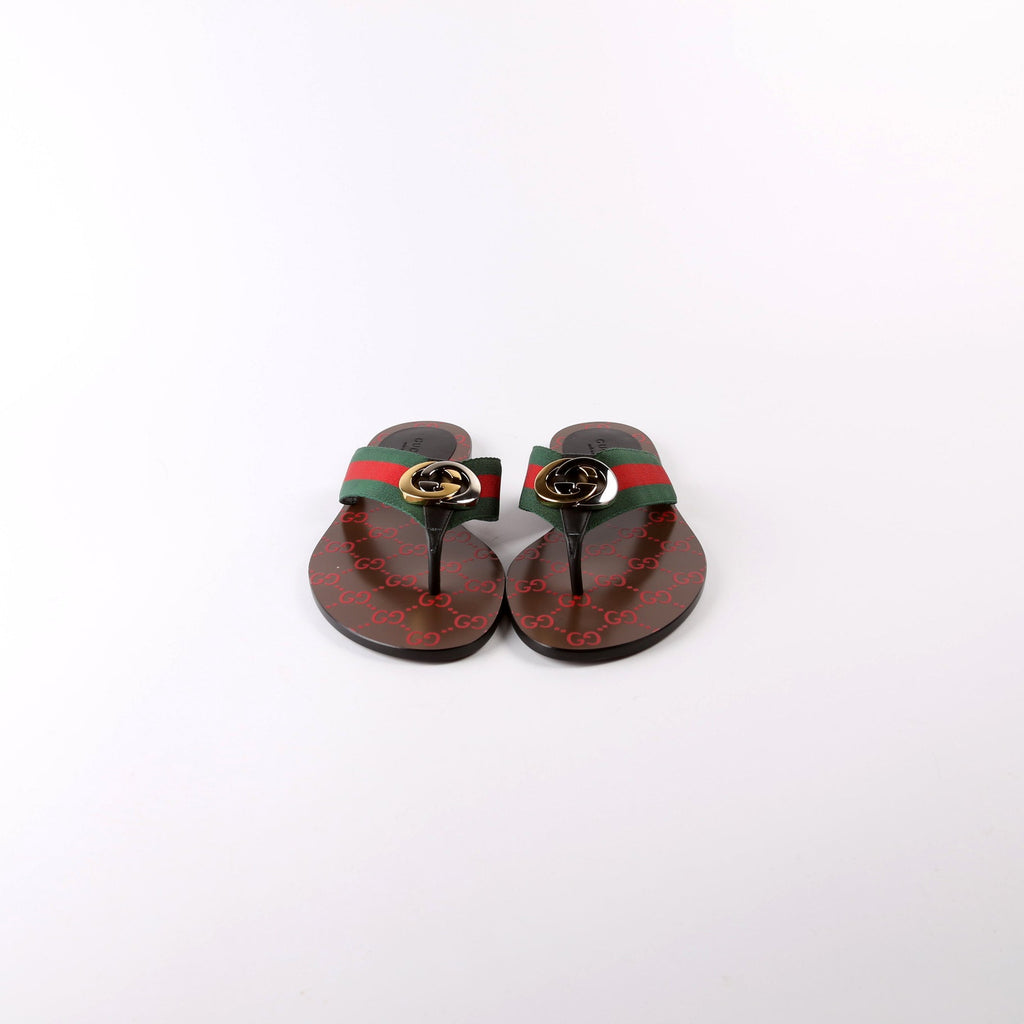 Kika GG Web Sandals Size 38 Red/Green