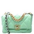 19 Medium Flap Quilted Goatskin 30M Green