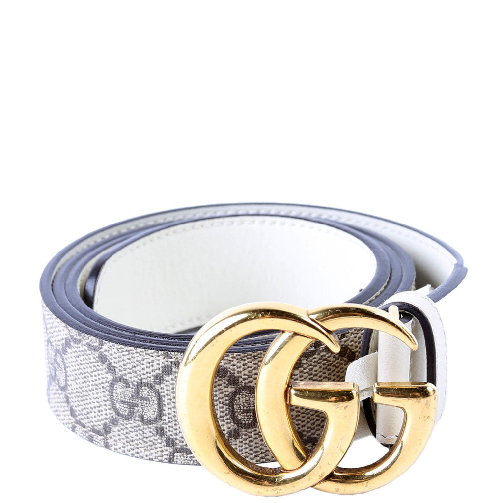625839 GG Marmont Supreme/Leather Belt 90/36 Beige/Cream