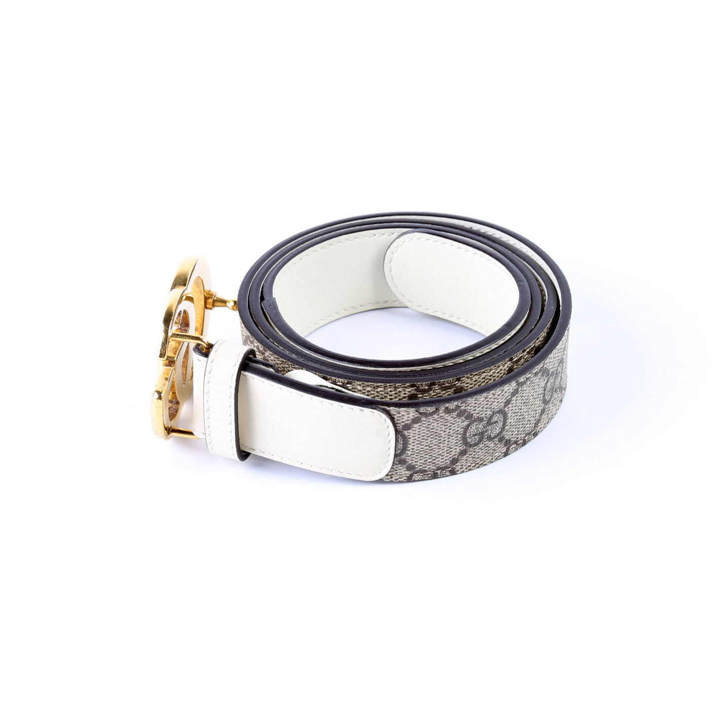 625839 GG Marmont Supreme/Leather Belt 90/36 Beige/Cream