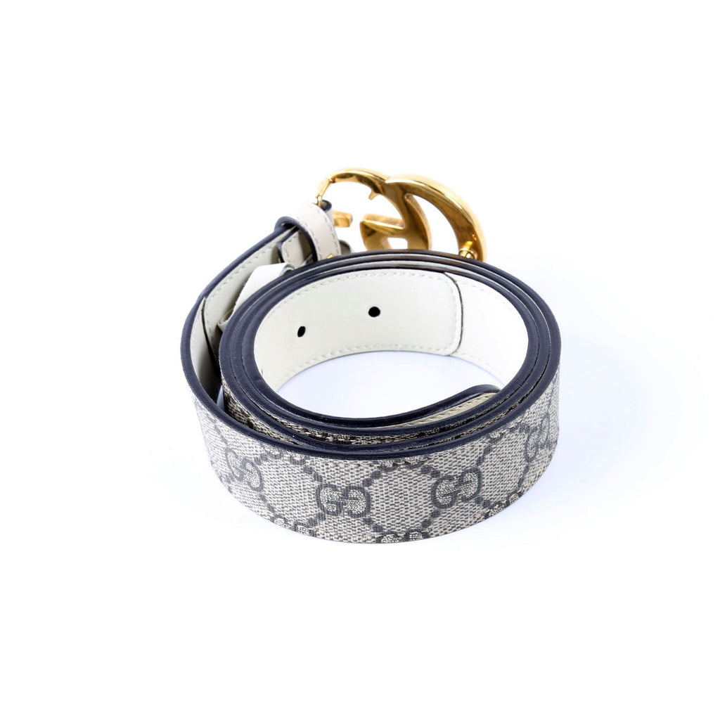 625839 GG Marmont Supreme/Leather Belt 90/36 Beige/Cream