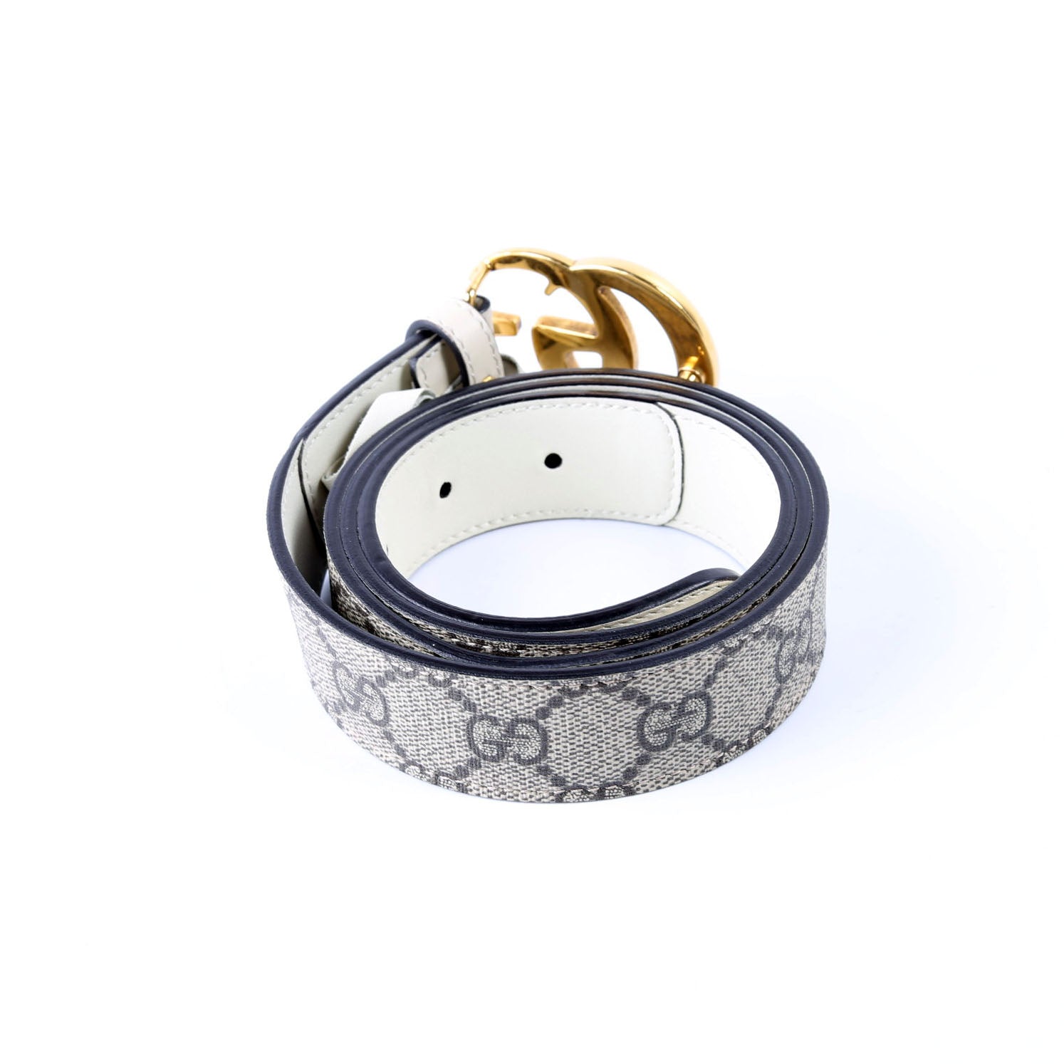 625839 GG Marmont Supreme/Leather Belt 90/36 Beige/Cream