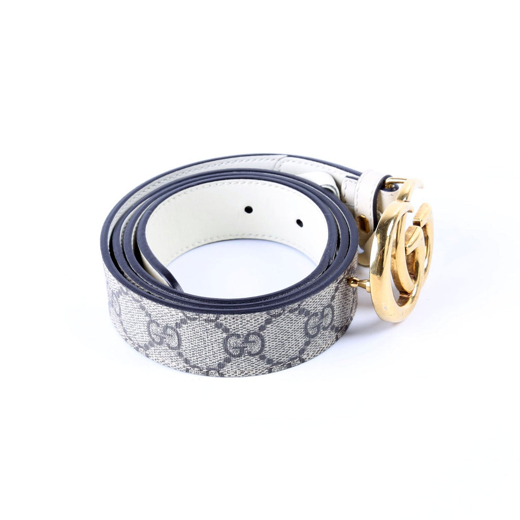 625839 GG Marmont Supreme/Leather Belt 90/36 Beige/Cream