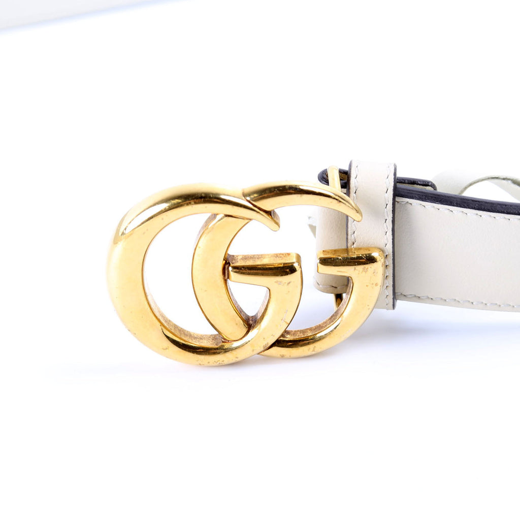 625839 GG Marmont Supreme/Leather Belt 90/36 Beige/Cream