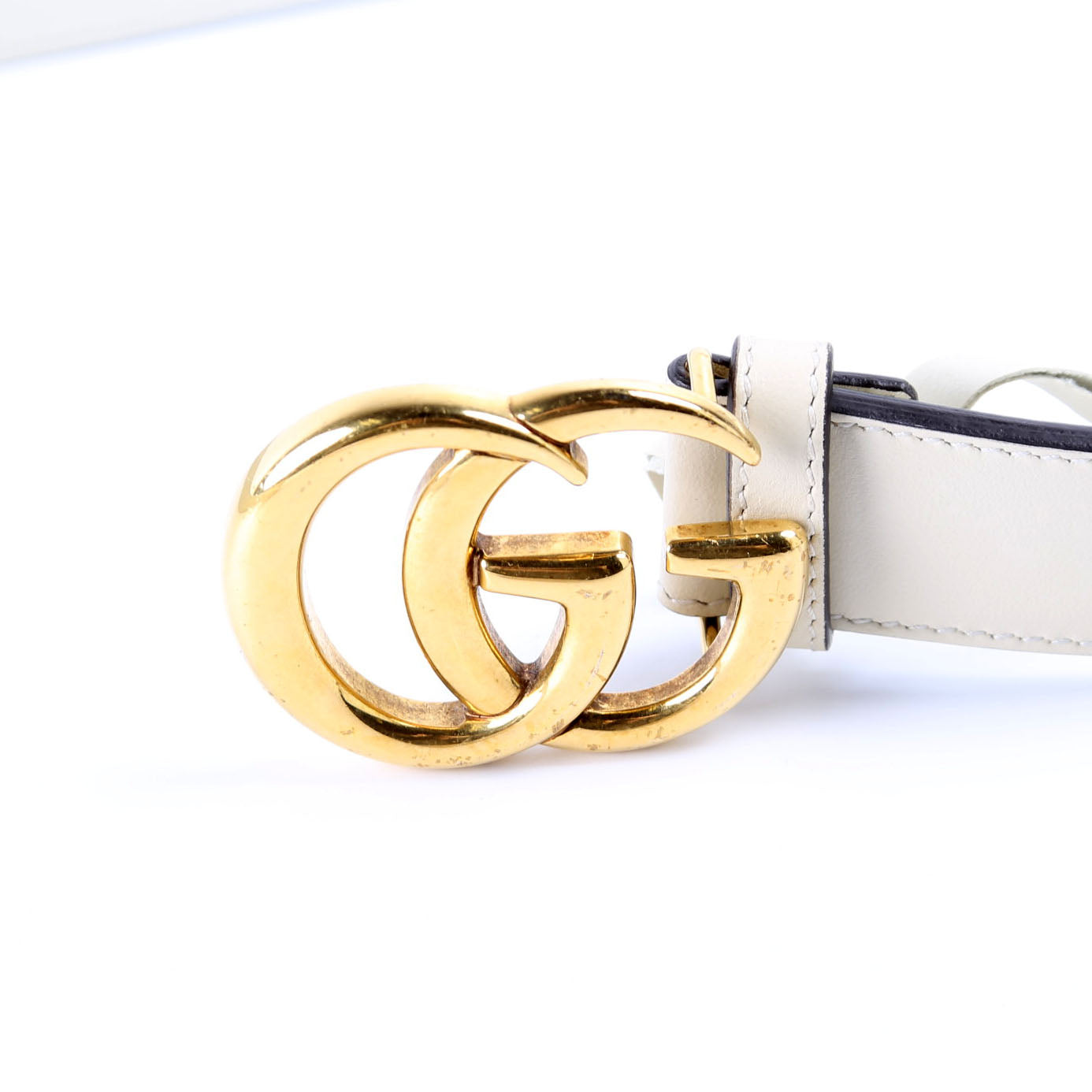 625839 GG Marmont Supreme/Leather Belt 90/36 Beige/Cream