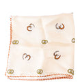 Horseshoe Print Pocket Square Silk Scarf Cream