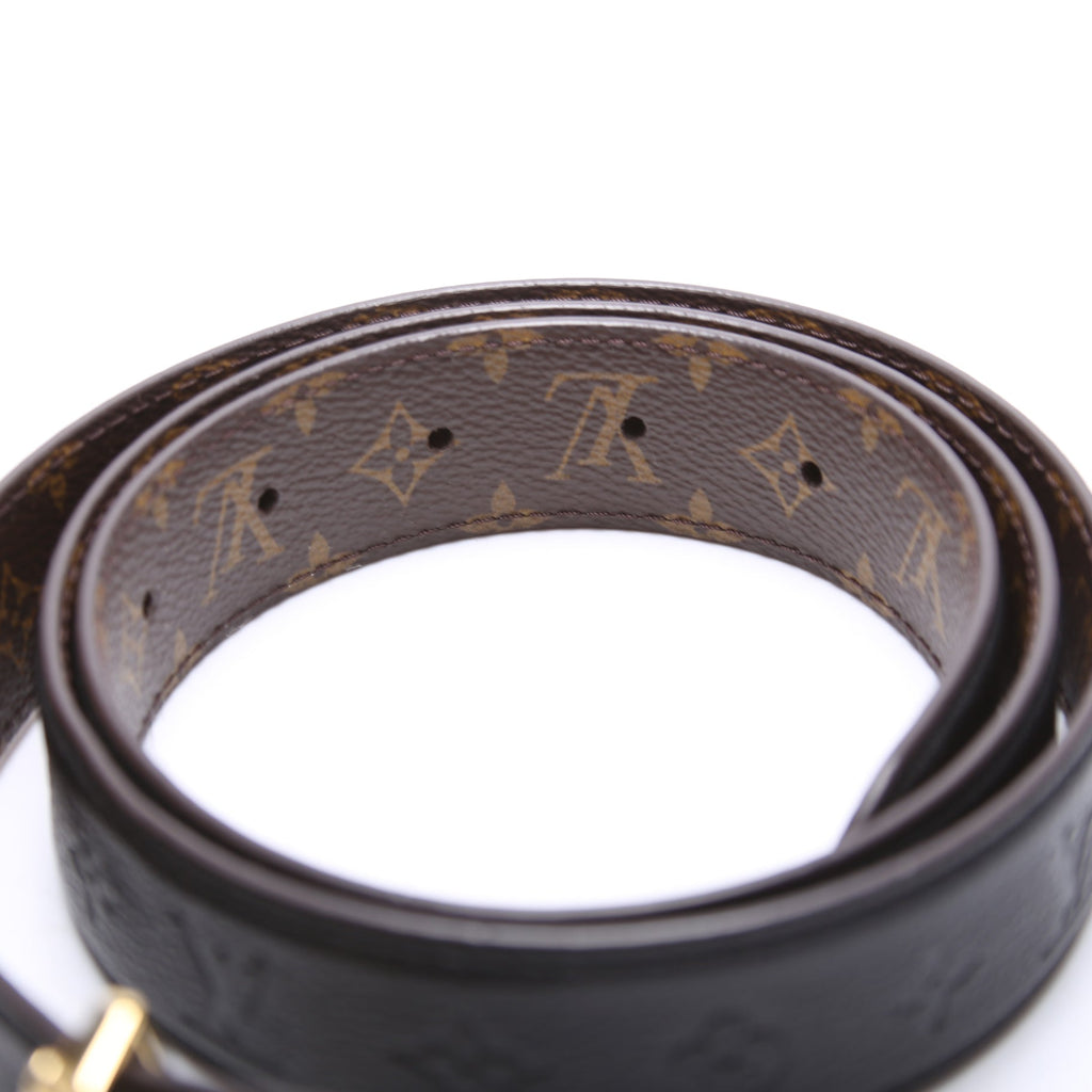 Flowergram 30MM Reversible Leather/Monogram Belt Size 90/36 Black/Brown