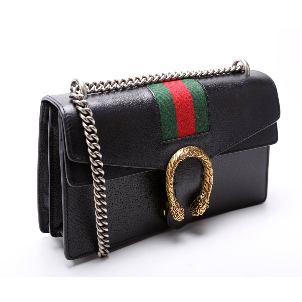 400249 Dionysus Leather Shoulder Small Black