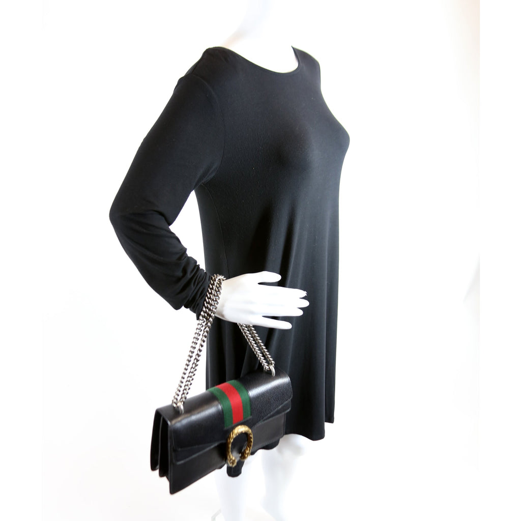 400249 Dionysus Leather Shoulder Small Black