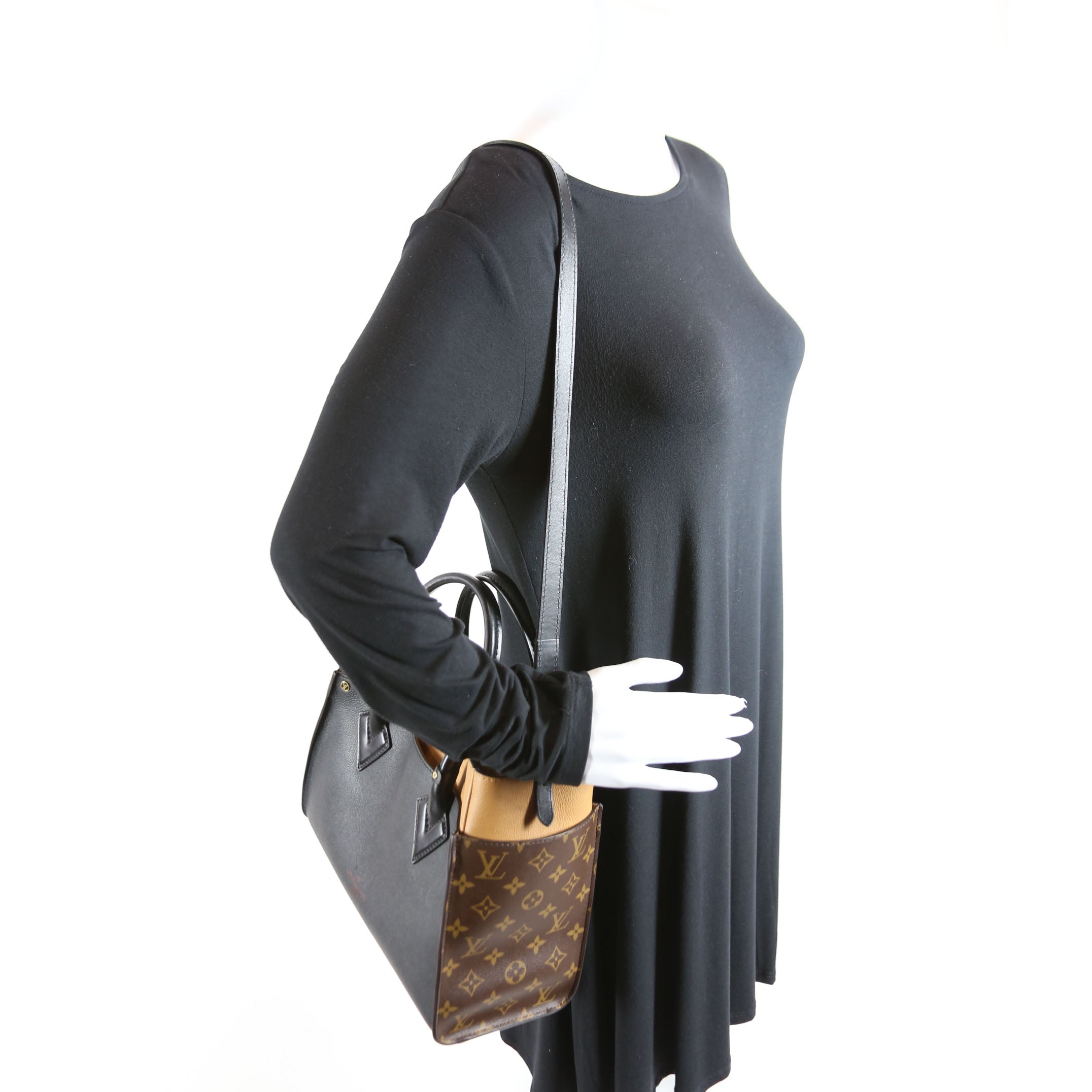 On My Side MM Calfskin/Monogram Black/Brown