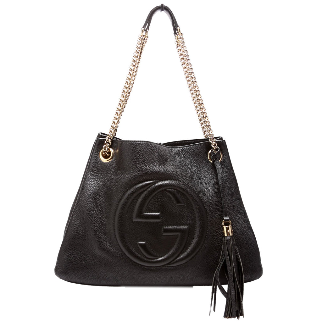 308982 Soho Leather Shoulder Medium Black