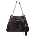 308982 Soho Leather Shoulder Medium Black