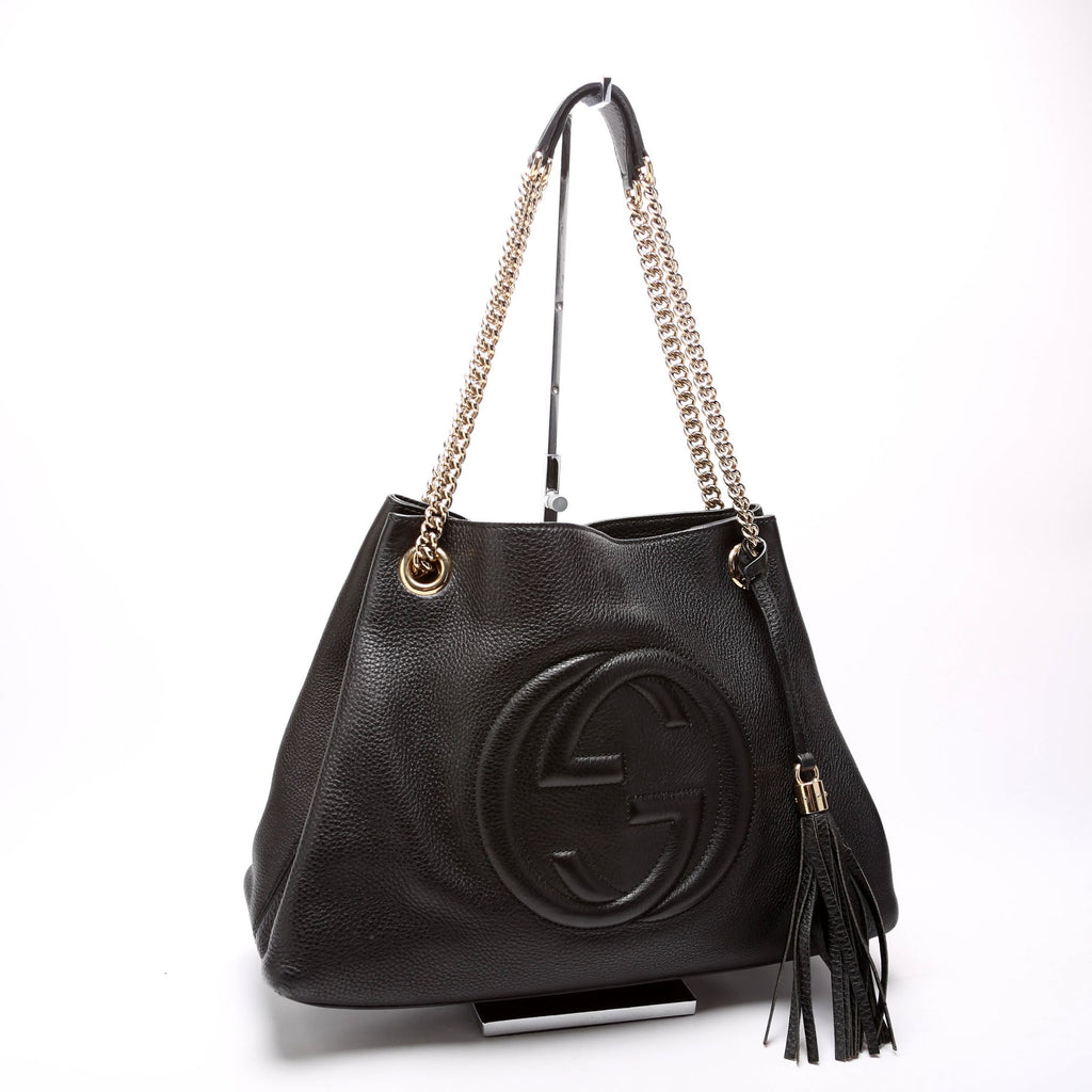 308982 Soho Leather Shoulder Medium Black