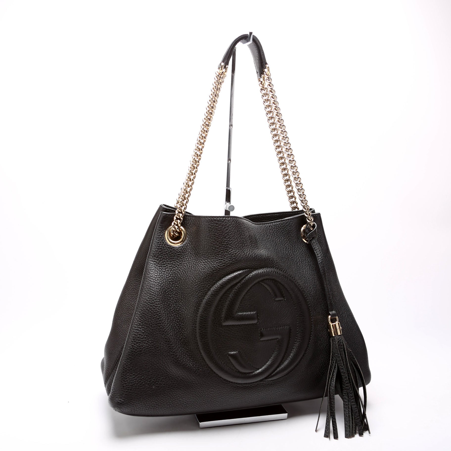 308982 Soho Leather Shoulder Medium Black