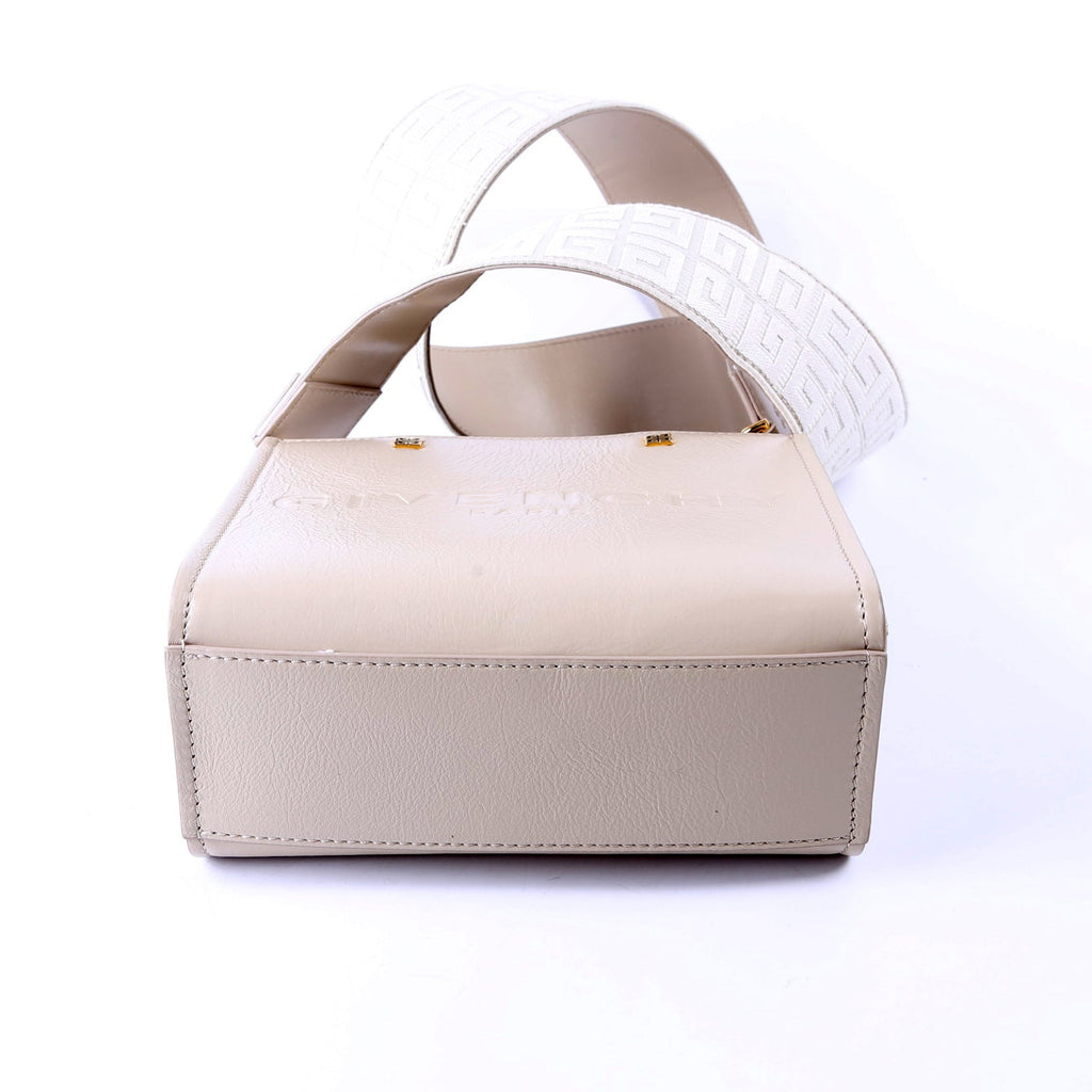 Mini G-Tote Shopping Tote Crinkle Leather Beige