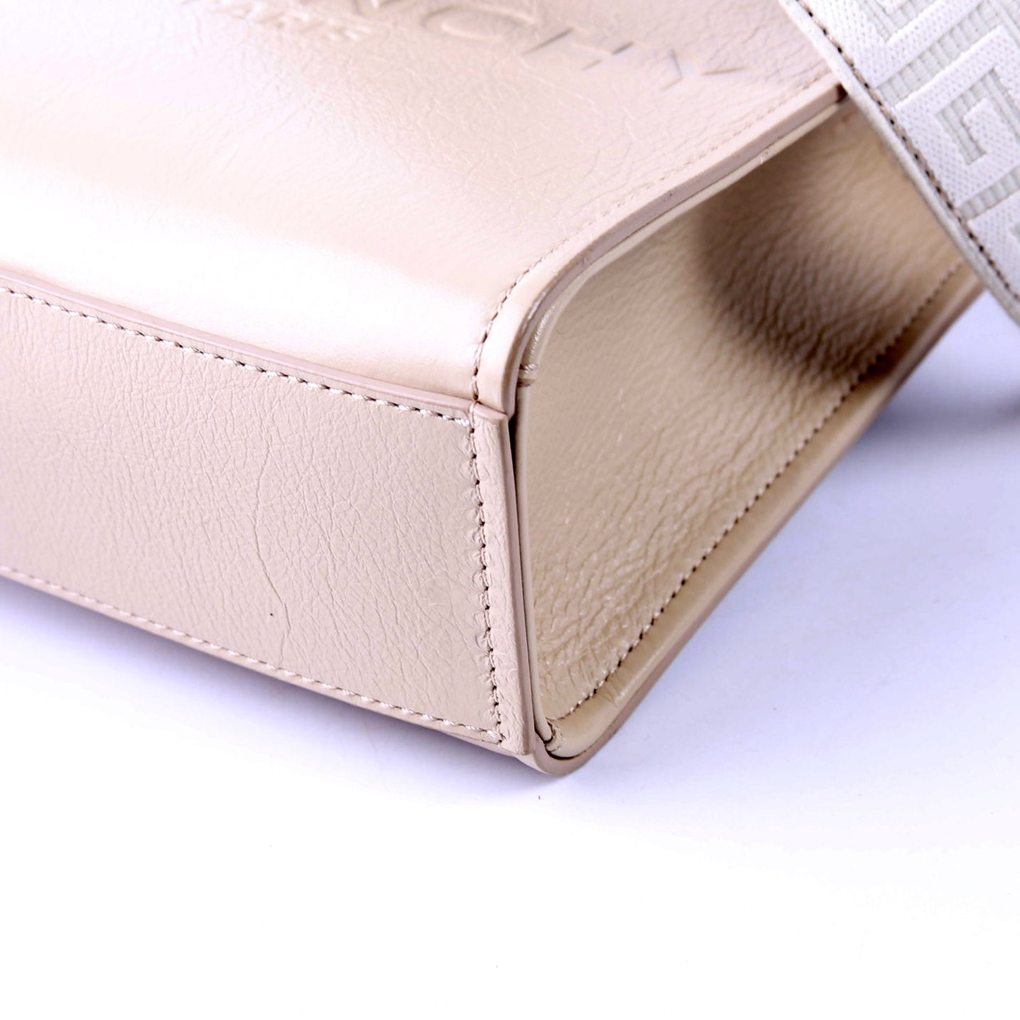 Mini G-Tote Shopping Tote Crinkle Leather Beige