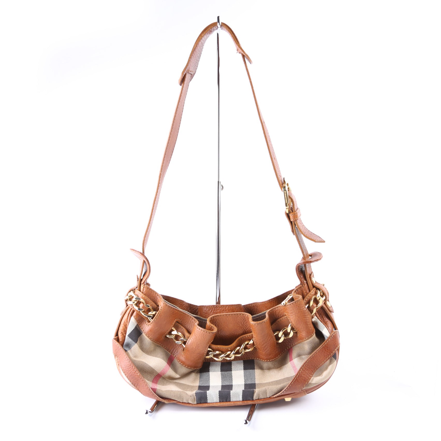 House Check Margaret Small Shoulder Bag Brown