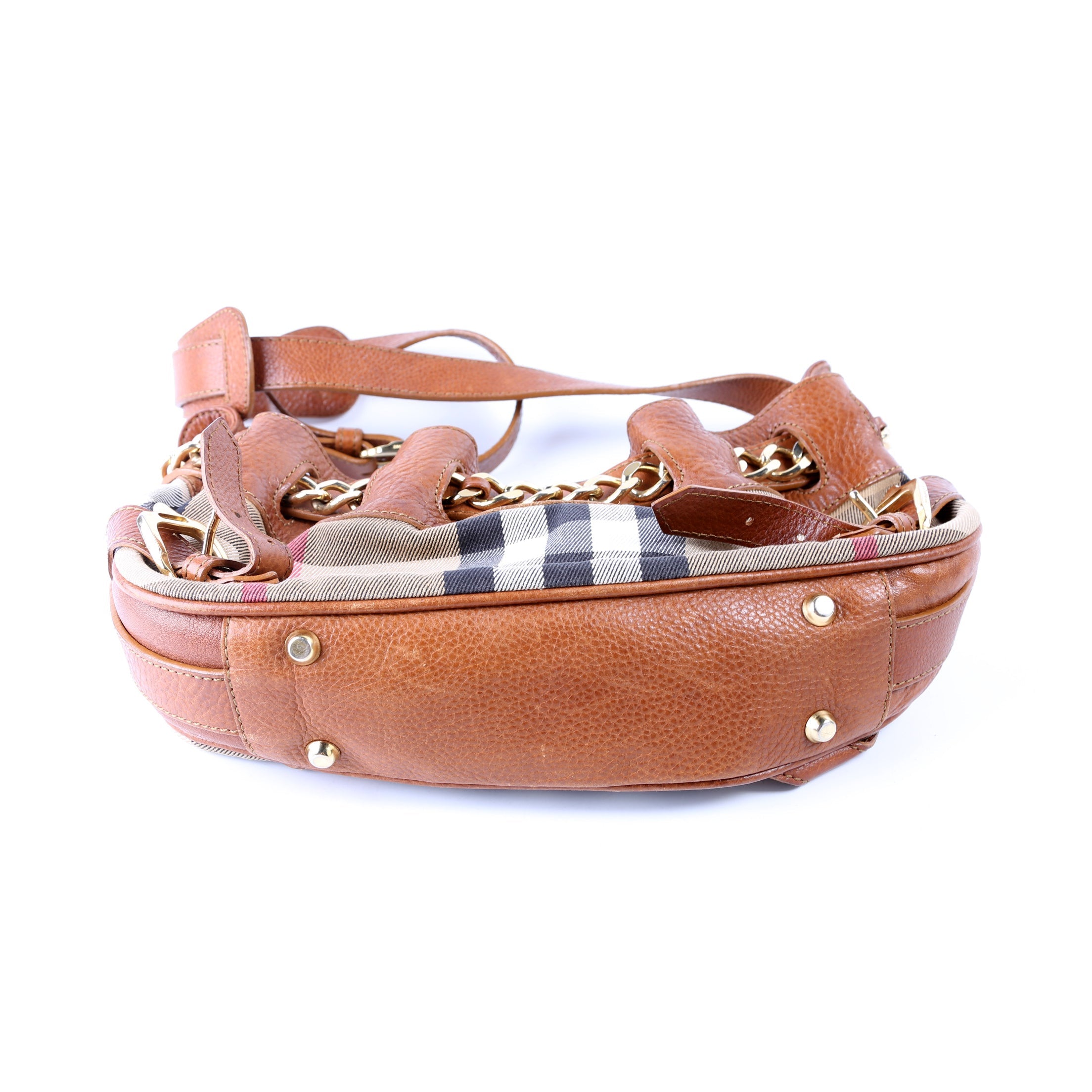 House Check Margaret Small Shoulder Bag Brown