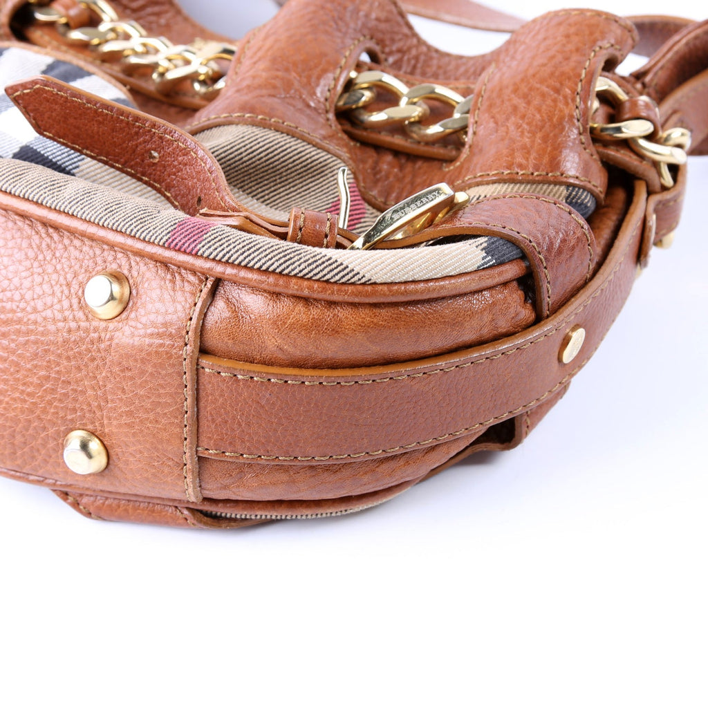 House Check Margaret Small Shoulder Bag Brown