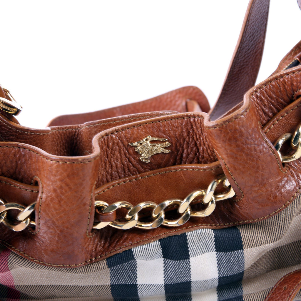 House Check Margaret Small Shoulder Bag Brown