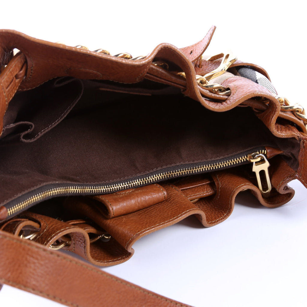 House Check Margaret Small Shoulder Bag Brown