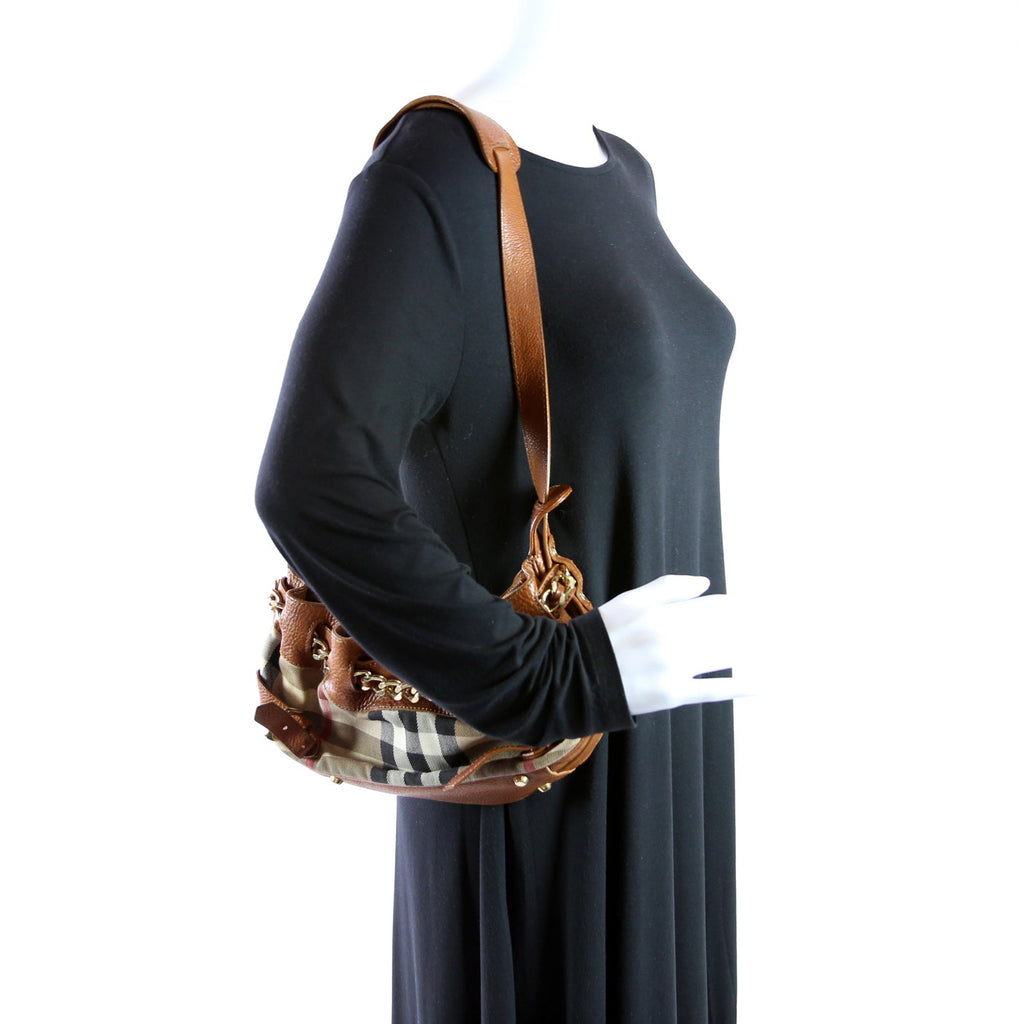 House Check Margaret Small Shoulder Bag Brown
