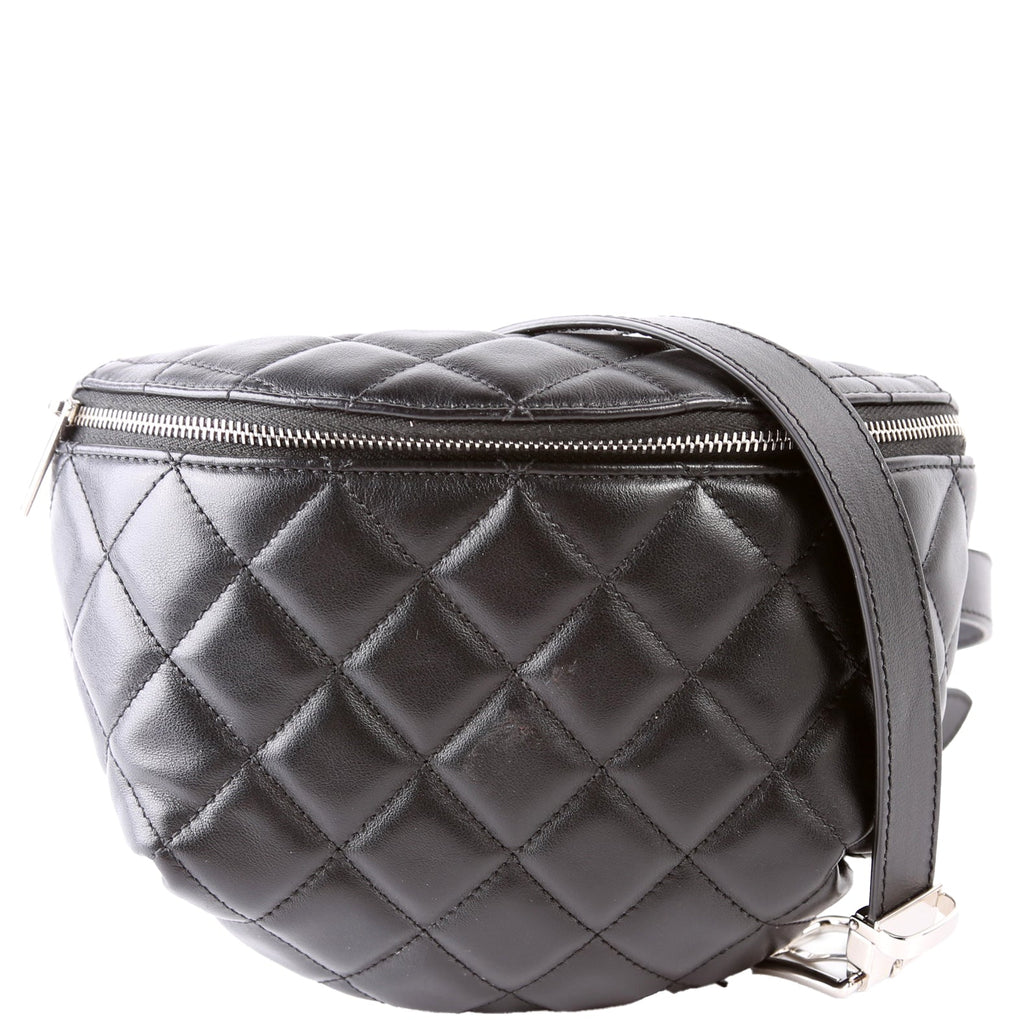 Quilted Uniform Waist Belt Bag Lambskin 29M Black