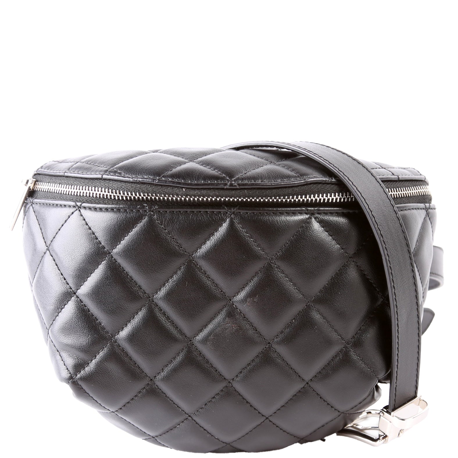 Quilted Uniform Waist Belt Bag Lambskin 29M Black