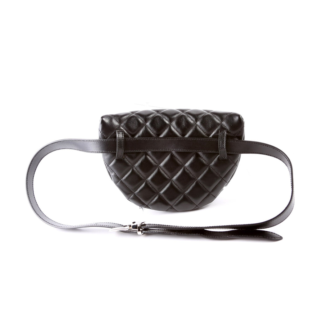Quilted Uniform Waist Belt Bag Lambskin 29M Black