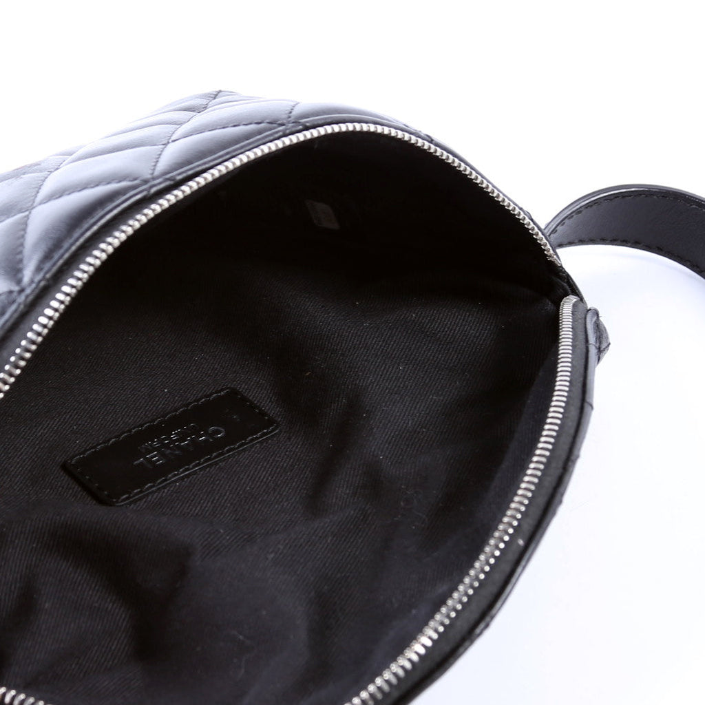 Quilted Uniform Waist Belt Bag Lambskin 29M Black