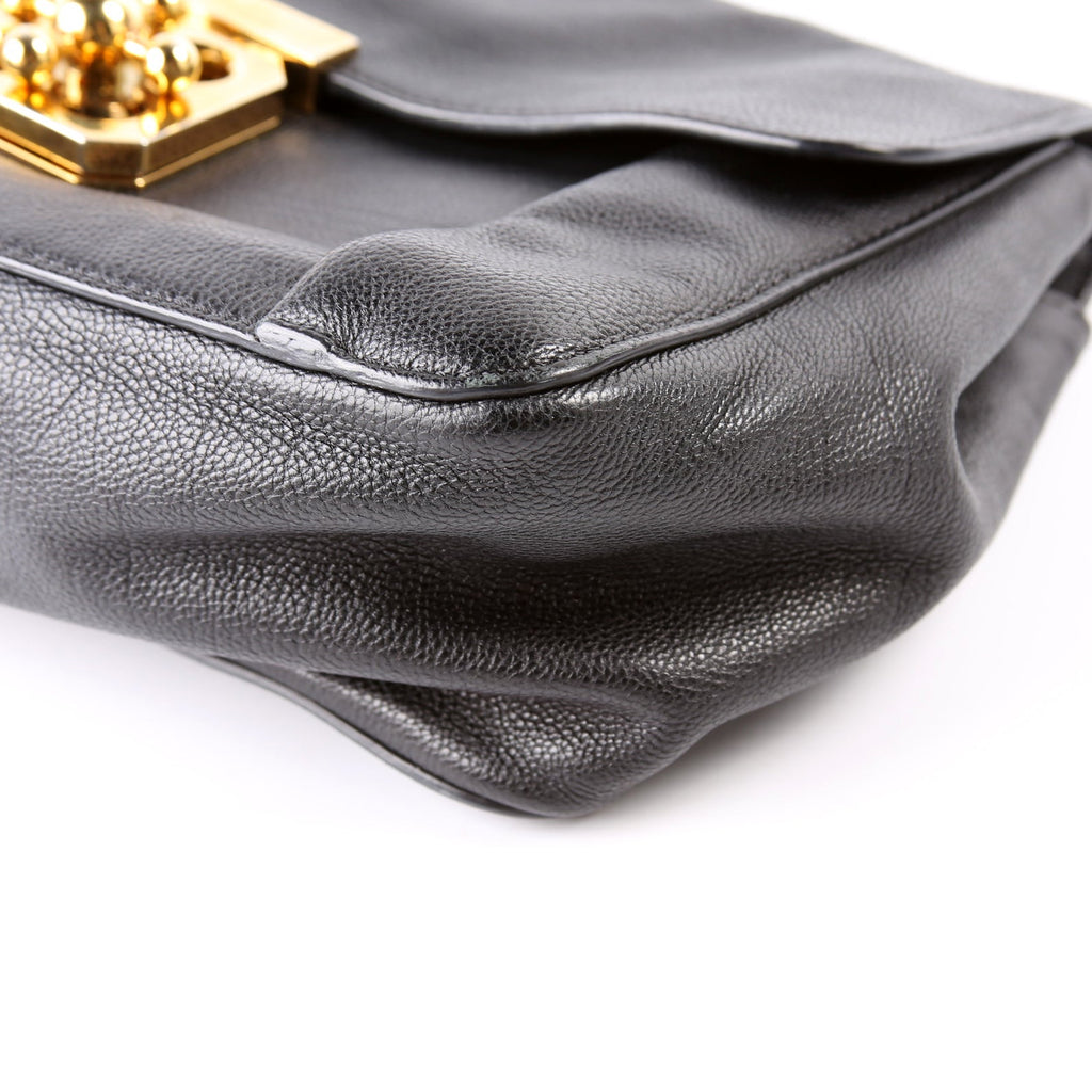 Elsie Leather Shoulder Bag Black