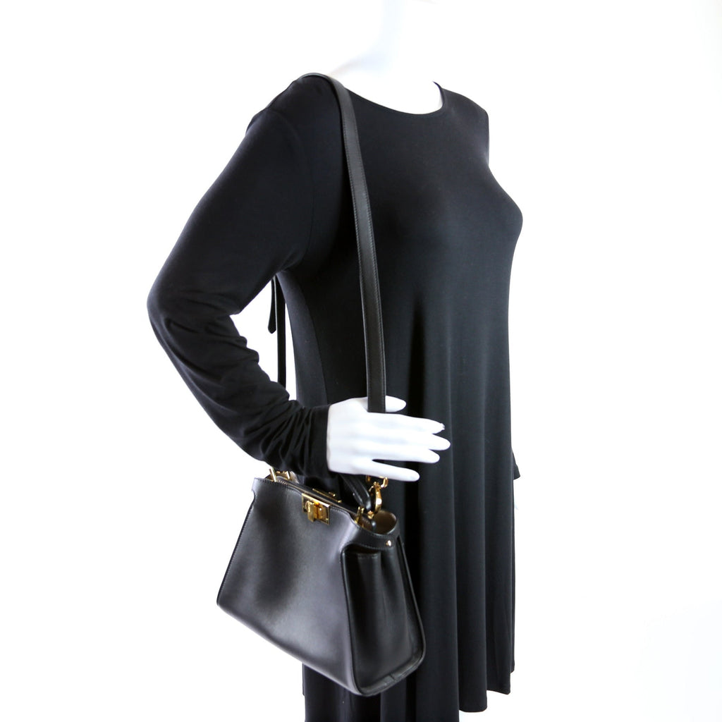Fendi 8BN302 Peekaboo Essentially Medium Calfskin Black