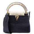 Capucines Mini Taurillon/Python Beige/Black
