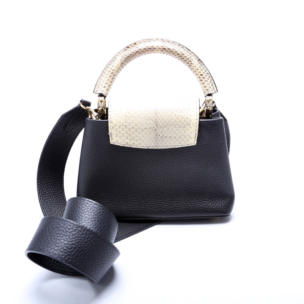 Capucines Mini Taurillon/Python Beige/Black