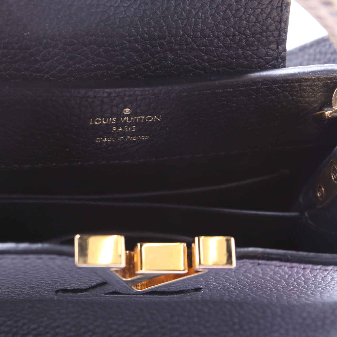 Capucines Mini Taurillon/Python Beige/Black
