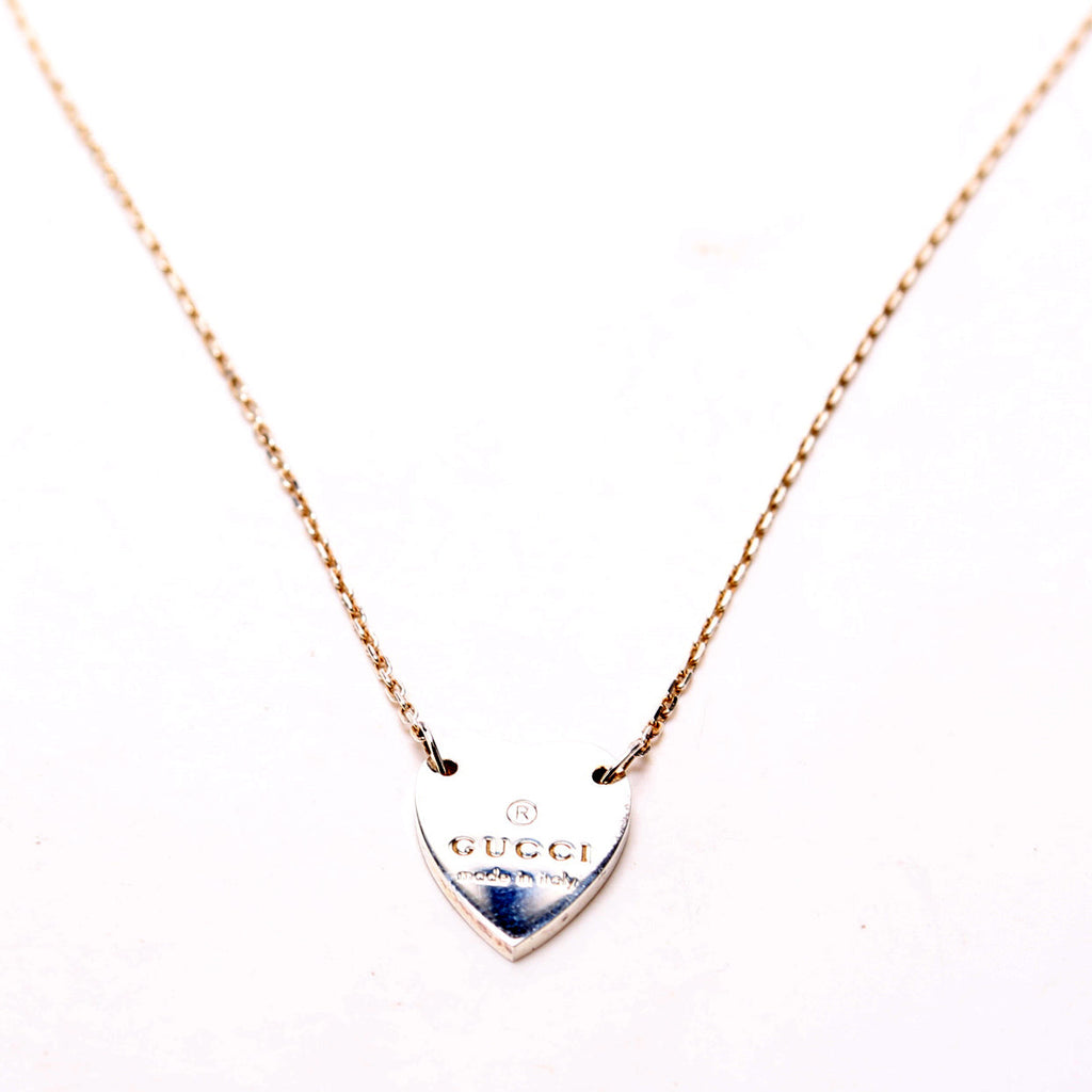 Gucci Trademark Heart Necklace Silver