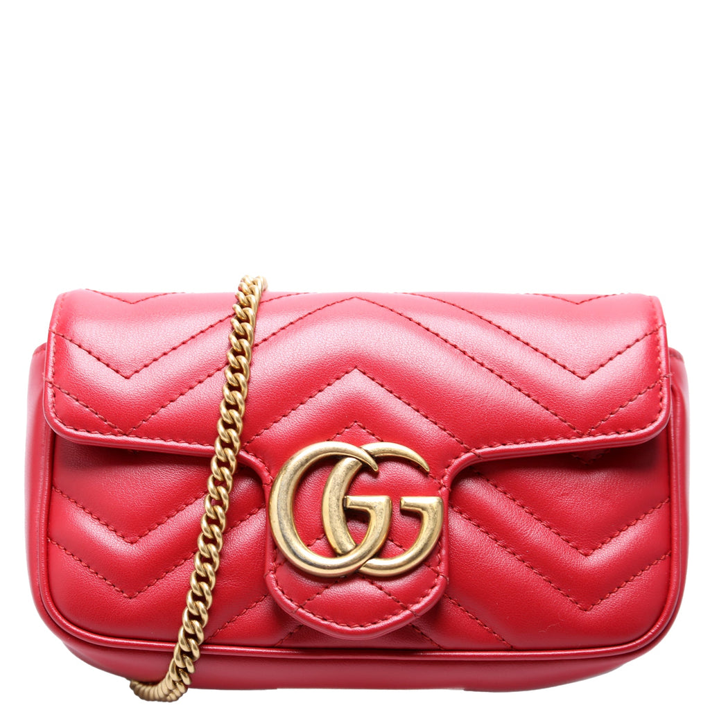 476433 Marmont Torchon Leather Super Mini Flap Red