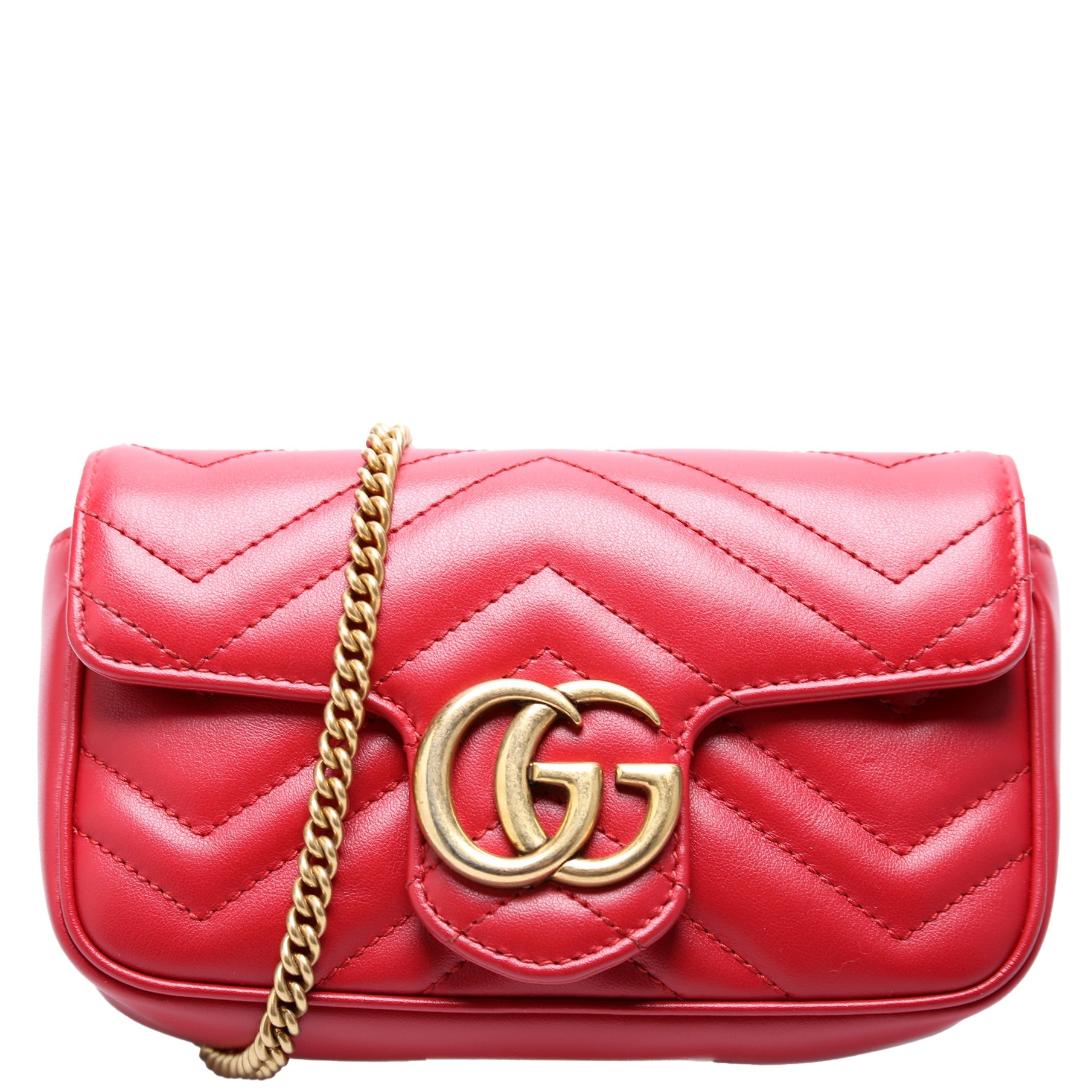476433 Marmont Torchon Leather Super Mini Flap Red
