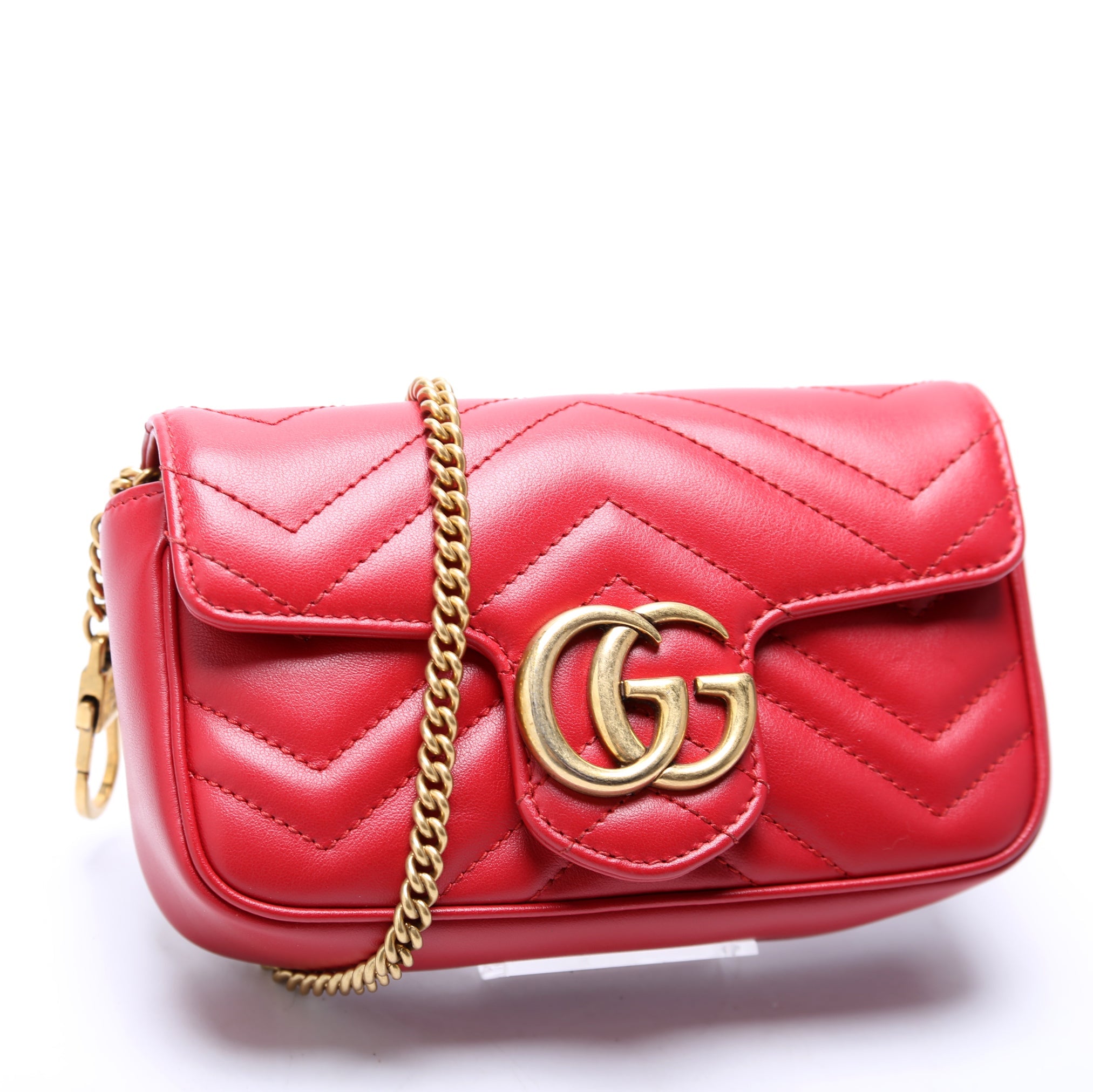 476433 Marmont Torchon Leather Super Mini Flap Red