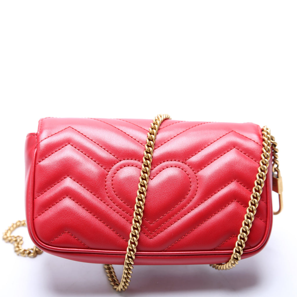 476433 Marmont Torchon Leather Super Mini Flap Red