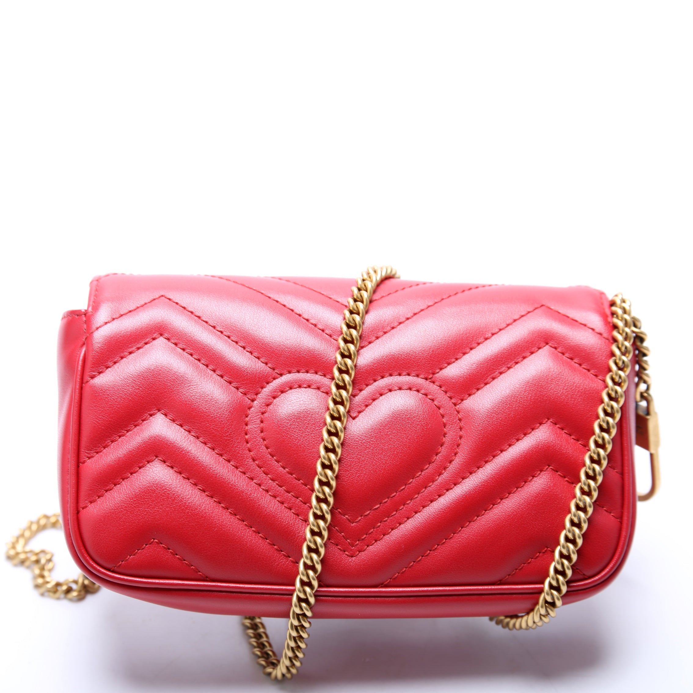 476433 Marmont Torchon Leather Super Mini Flap Red