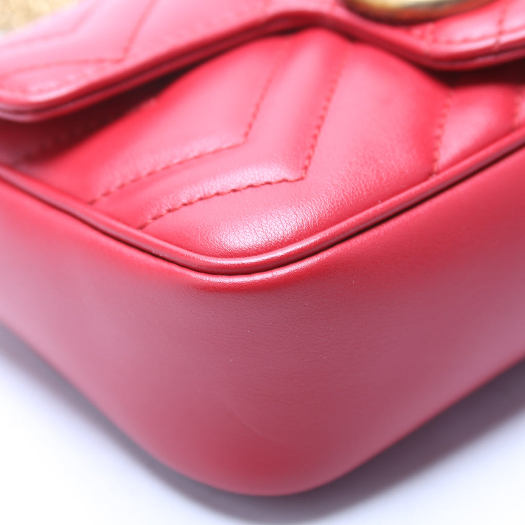476433 Marmont Torchon Leather Super Mini Flap Red