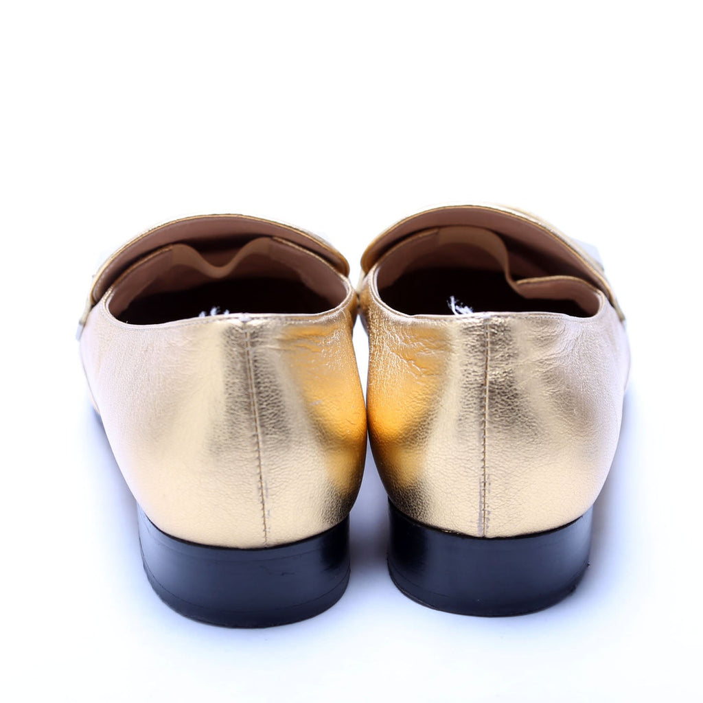 Rockstud Metallic Loafers Size 38 Gold