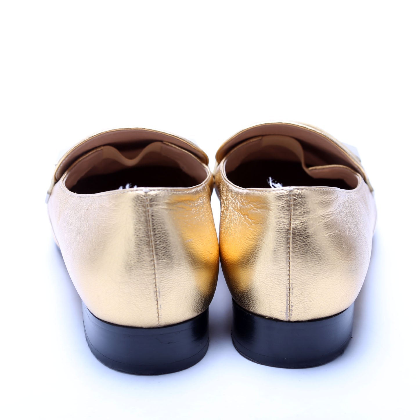 Rockstud Metallic Loafers Size 38 Gold