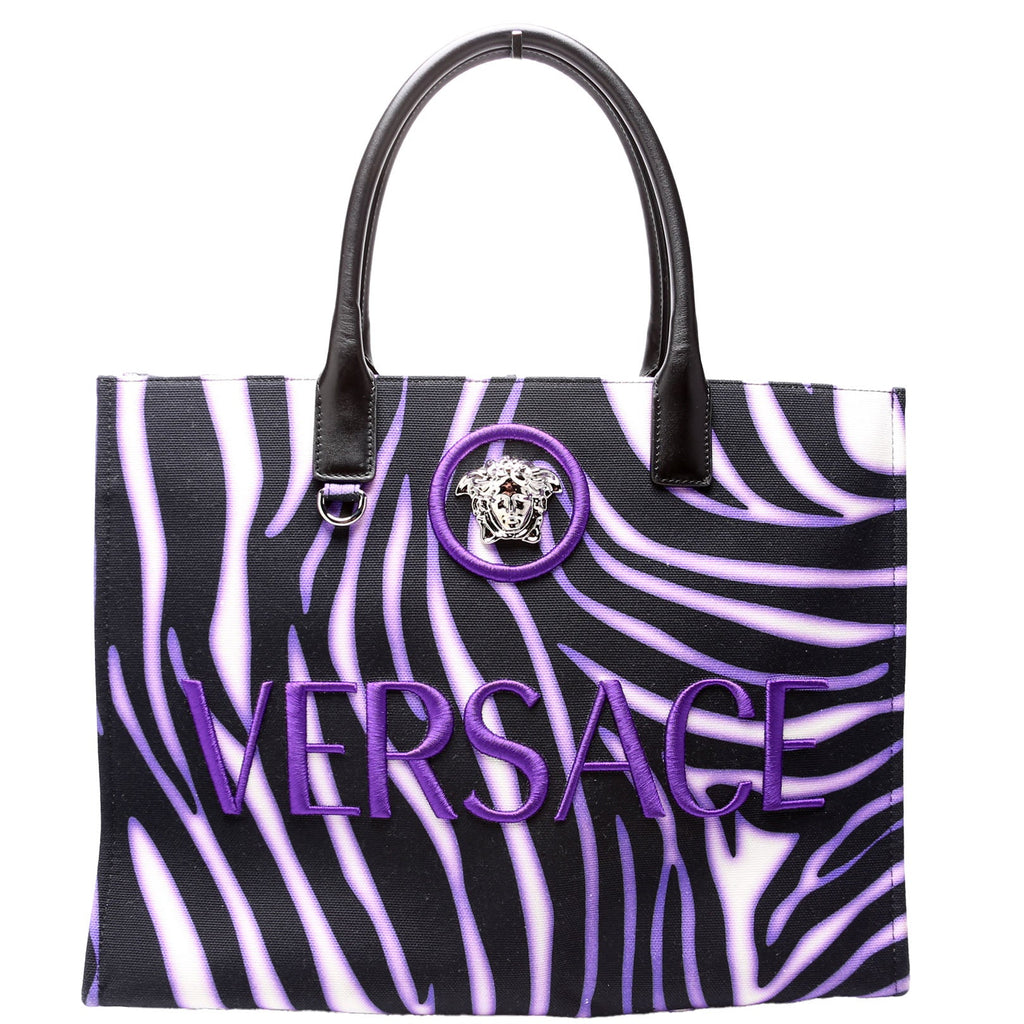 Medusa Zebra Print Box Tote Purple