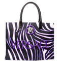 Medusa Zebra Print Box Tote Purple