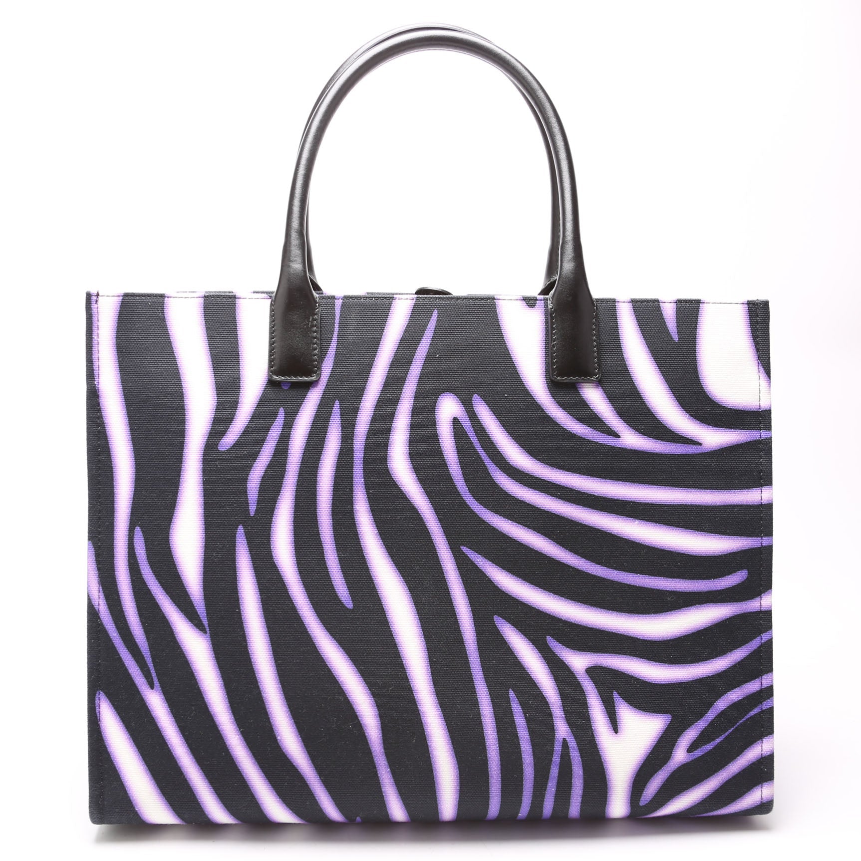 Medusa Zebra Print Box Tote Purple