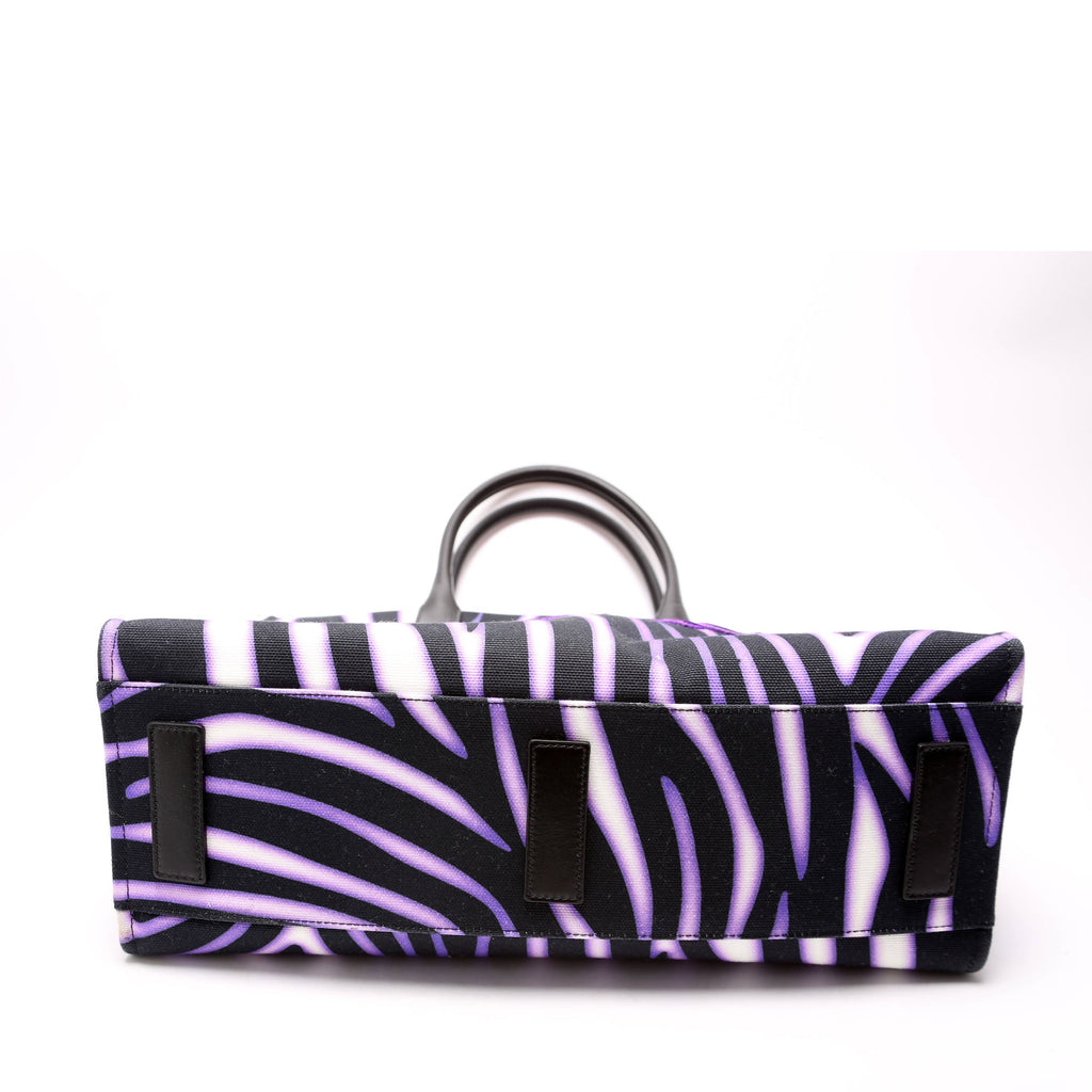 Medusa Zebra Print Box Tote Purple